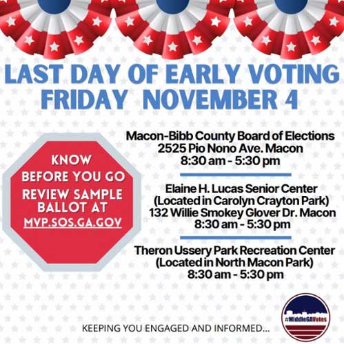 Last day of early voting is Friday, Nov. 4.